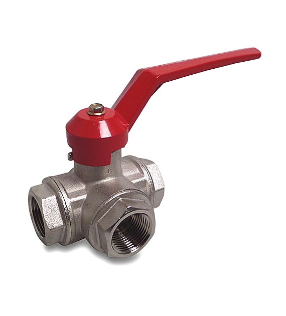 Zawór kulowy 3-drogowy GW 3/4 DN20 owiercenie T