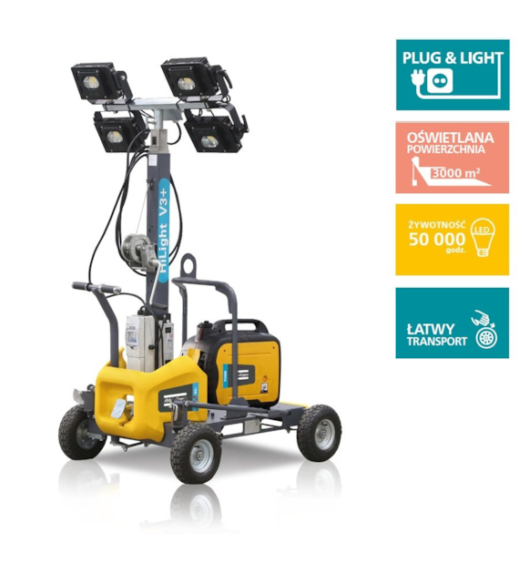 Maszt oświetleniowy Atlas Copco, zew. zasilanie