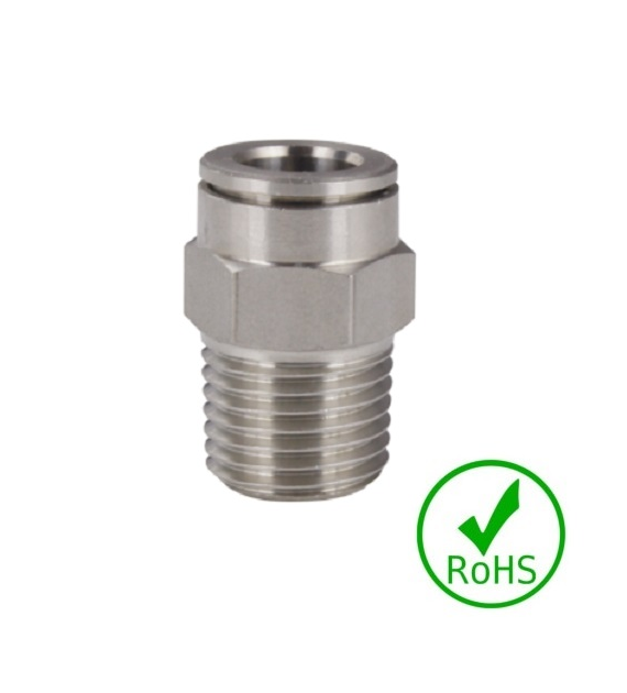 Złączka prosta 12 - GZ 1/4 BSPT, stal 316L, 20 bar