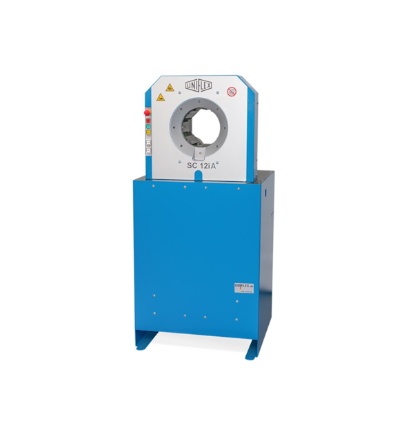 Zakuwarka elektryczna UNIFLEX z kompletem szczęk, do węży hydraulicznych 3  R15, przemysłowych 4 , siła zacisku 370 Ton, 400 VAC