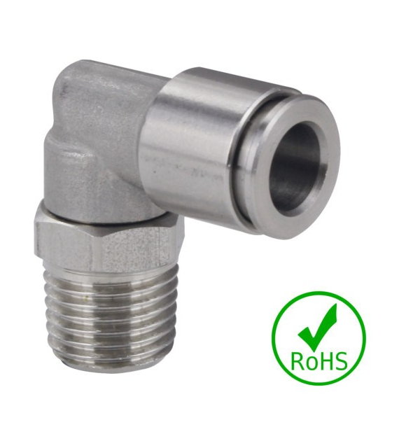 Złączka kątowa 06 - GZ 1/8 BSPT, stal 316L, 20 bar