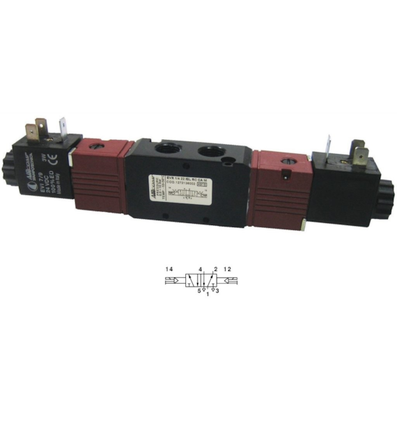 Zawór 5/2 Aircomp G-1/8, 2 x 24VDC