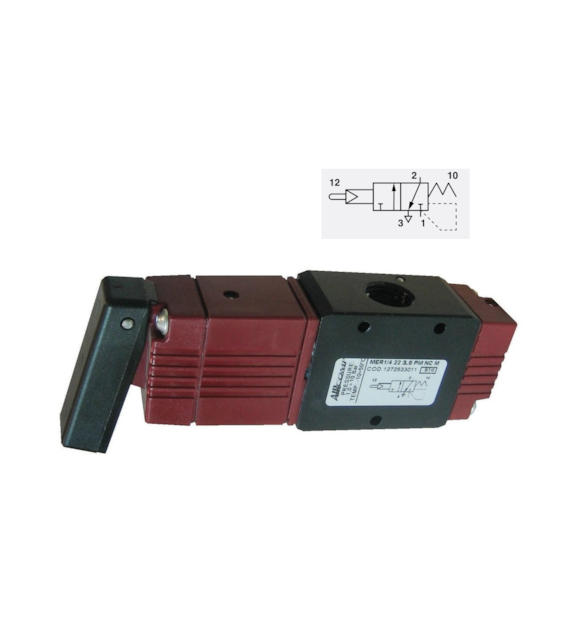 Zawór 3/2 NC Aircomp G-1/4, sterowanie dzwignią