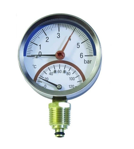 Manometr glicerynowy z temperaturą, 0-40 bar, 1/4