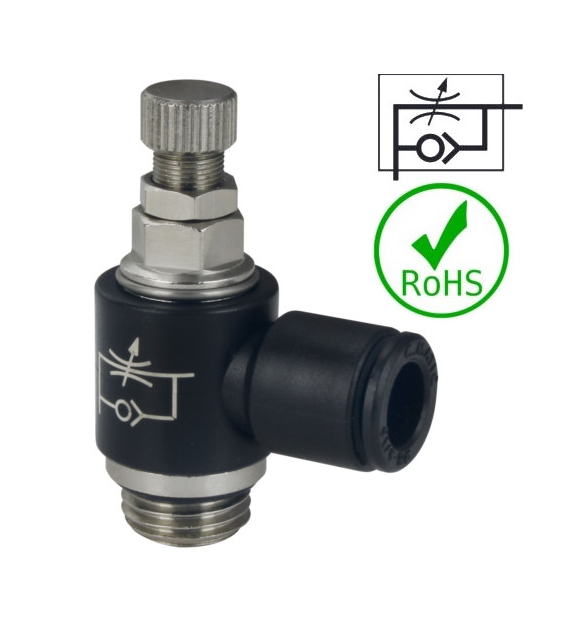 Zawór dławiąco-zwrotny dł. na wylocie 06 M5x0,8