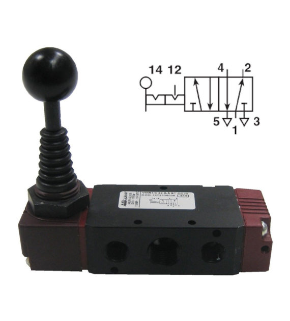 Zawór 5/2 Aircomp G-1/4 sterowanie dźwignią