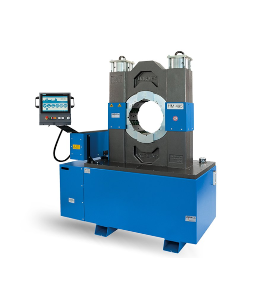 Zakuwarka produkcyjna UNIFLEX z kompletem szczęk, do węży hydraulicznych 3  R15, przemysłowych 8  (12 ), siła zacisku 600 Ton, 400 VAC