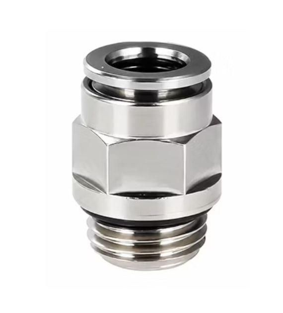 Przyłączka prosta Ø6 mm - GZ 1/8 BSP, 16 bar, -20°C ÷ 95°C, Mosiądz niklowany  EPDM