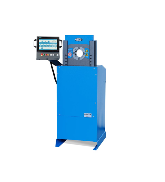 Zakuwarka produkcyjna UNIFLEX z kompletem szczęk, do węży hydraulicznych 1  4SP, przemysłowych 2 ,  siła zacisku 135 Ton, 400 VAC
