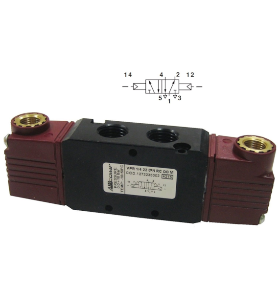 Zawór 5/2 Aircomp G-1/8, sterowanie powietrzne