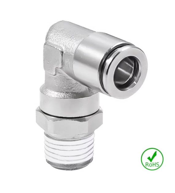 Złączka kątowa obrotowa 08 - GZ R3/8 BSPT, 20 bar
