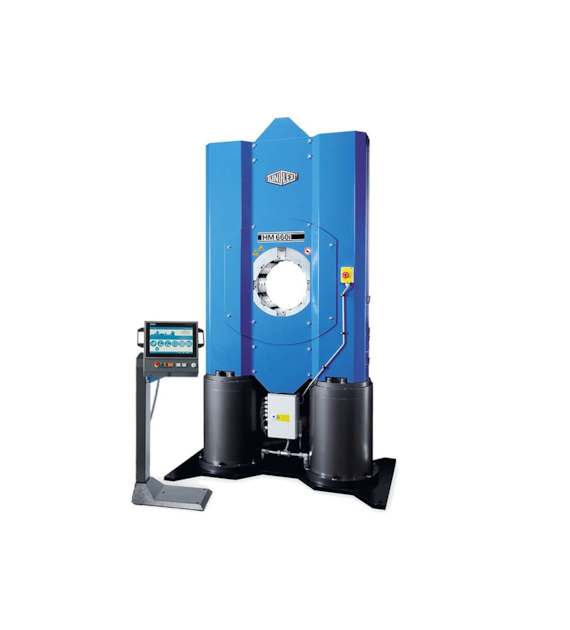 Zakuwarka produkcyjna UNIFLEX do węży hydraulicznych 3  R15, przemysłowych 10 , siła zacisku 800 Ton, 400 VAC
