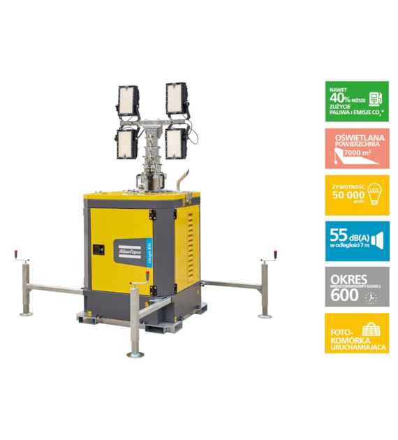 Maszt oświetleniowy Atlas Copco, silnik spalinowy