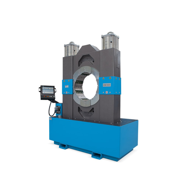 Zakuwarka produkcyjna UNIFLEX  do węży hydraulicznych 3  R15, przemysłowych 12 , siła zacisku 600 Ton, 400 VAC