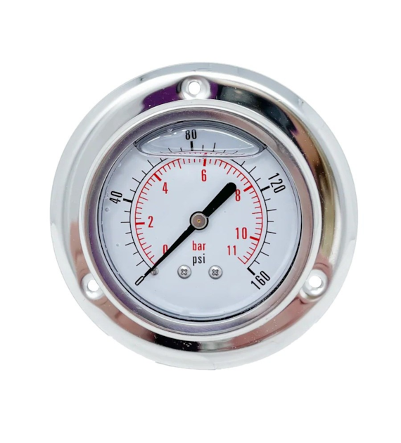 Wakuometr glicerynowy -1 ÷ 15 bar, Ø63 mm, 1/4 BSP, przyłącze tylne, kołnierz montażowy
