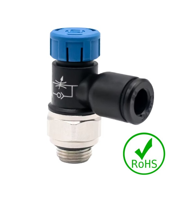 Zawór dławiąco-zwrotny dł. na wylocie 08 x G3/8