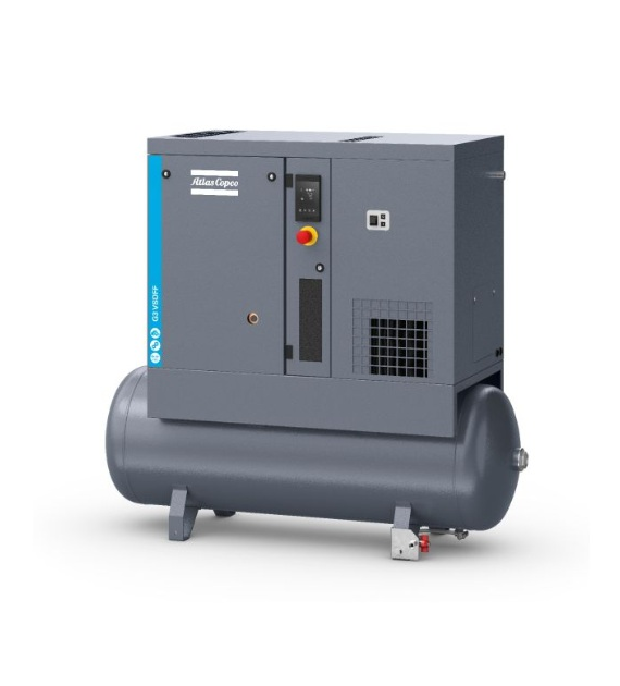 Sprężarka śrubowa Atlas Copco G, 7 kW, 8 bar, osuszacz, 200 l