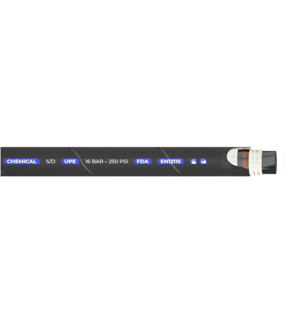 Wąż ssawno-tłoczny do substancji chemicznych CHEM16 SD, UPE/EPDM, FDA, DN25, 16 bar, T=80°C, rolka 20 mb