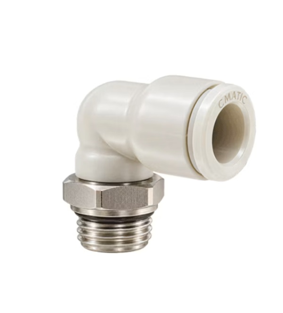 Przyłączka kątowa Ø6 mm - GZ 1/8 BSP, 16 bar, -20°C ÷ 95°C, Poliketon Mosiądz niklowany EPDM