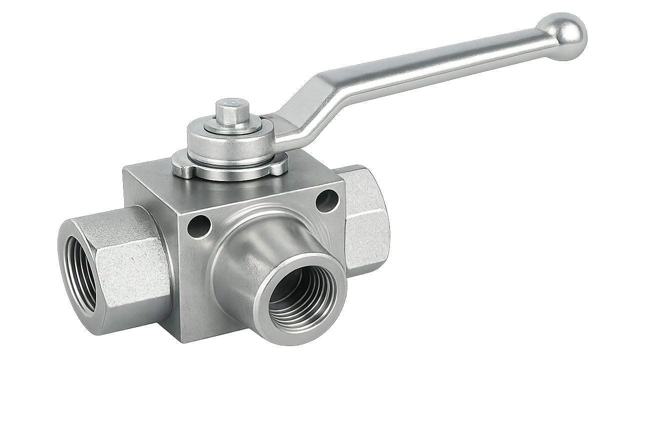 Zawór kulowy 3-drogowy GW-1/2, DN12, przepływ L