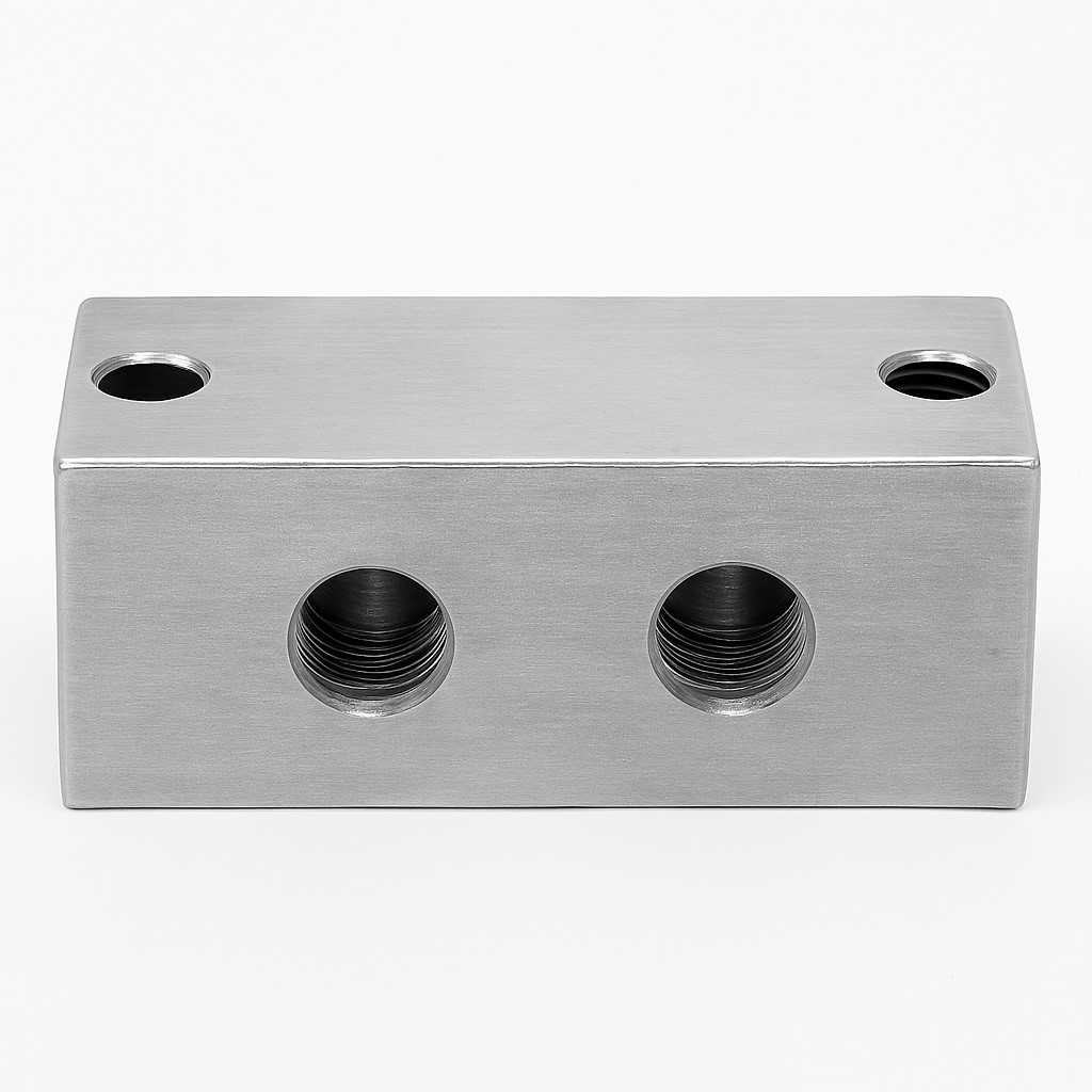 Blok smarowniczy 2x2 przyłącza 1/8 BSP stal 1.4401