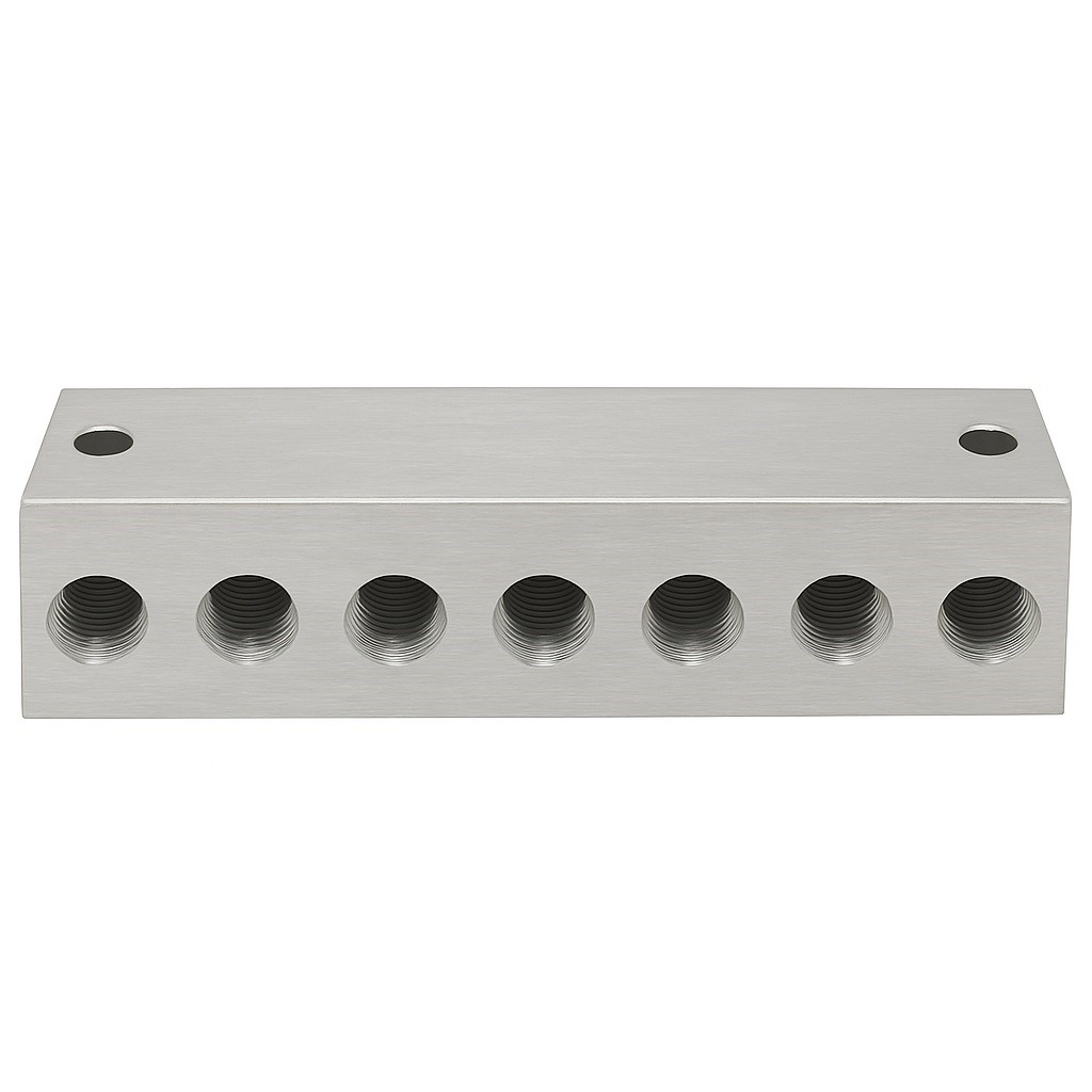 Blok smarowniczy 2x8 przyłączy 1/8 BSP stal 1.4401