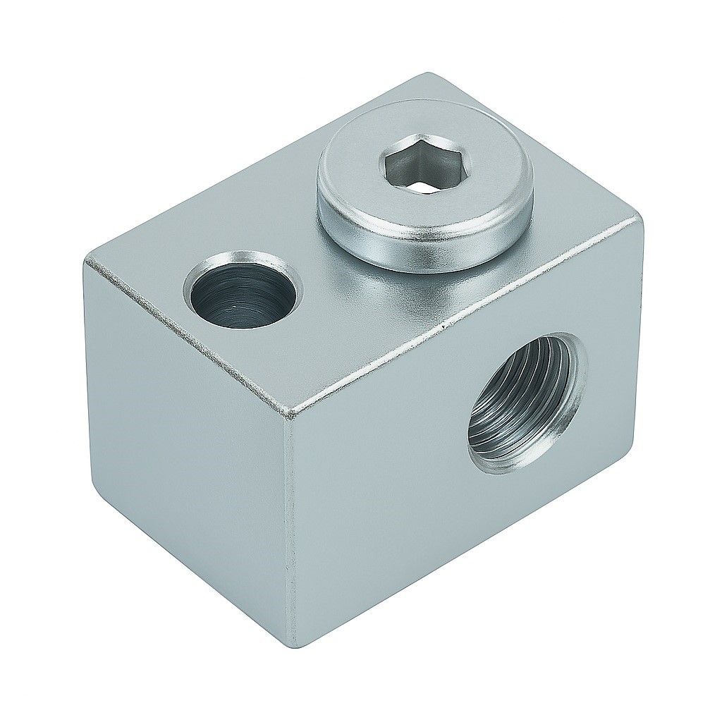 Blok smarowniczy T 3x1 1/8 BSP, montaż na 1 śrubę