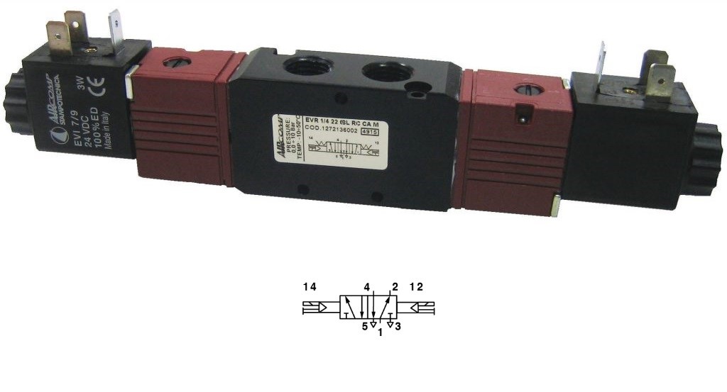 Zawór 5/2 Aircomp G-1/4, 2 x 24VDC