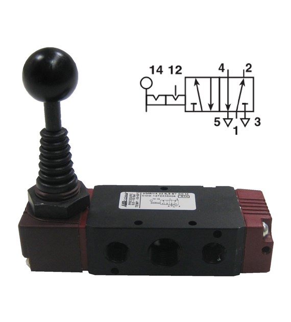 Zawór 5/2 Aircomp G-1/4 sterowanie dźwignią