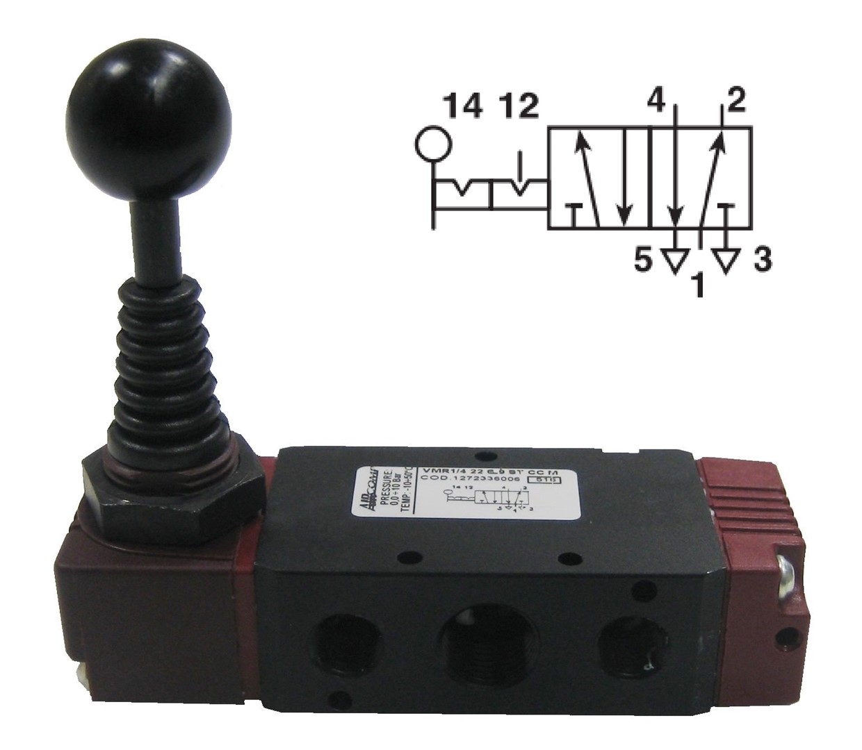 Zawór 5/2 Aircomp G-1/4 sterowanie dźwignią