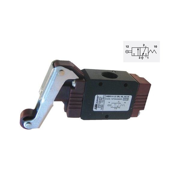 Zawór 3/2 NC Aircomp G1/4 z rolką powrót sprężyną