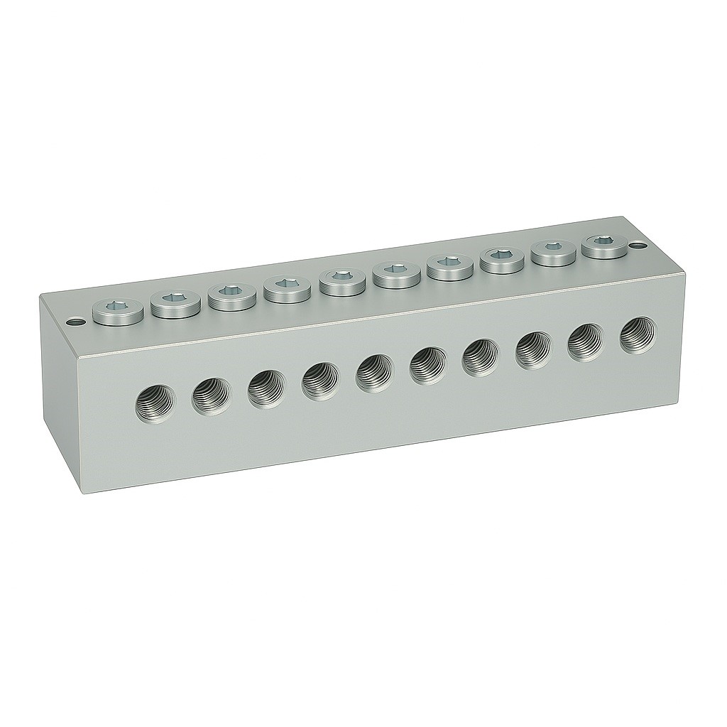 Blok smarowniczy T 3x10  przyłączy 1/8 BSP