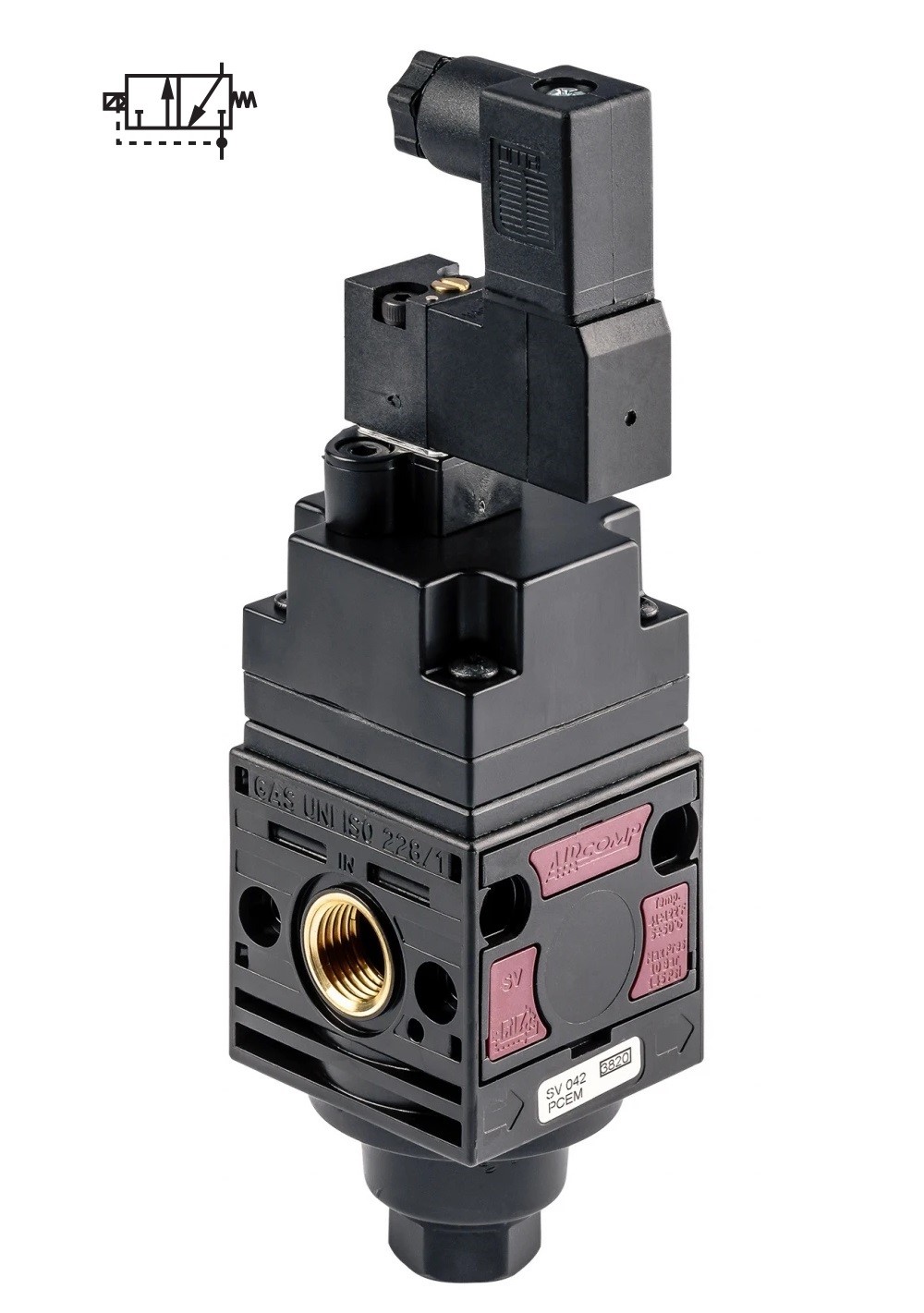 Zawór odcinający 3/2 Aircomp 1/4  BSP 12VDC