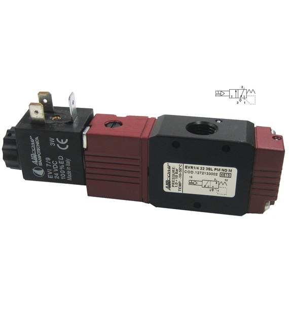 Zawór 3/2 NO Aircomp G-1/8, 24VDC