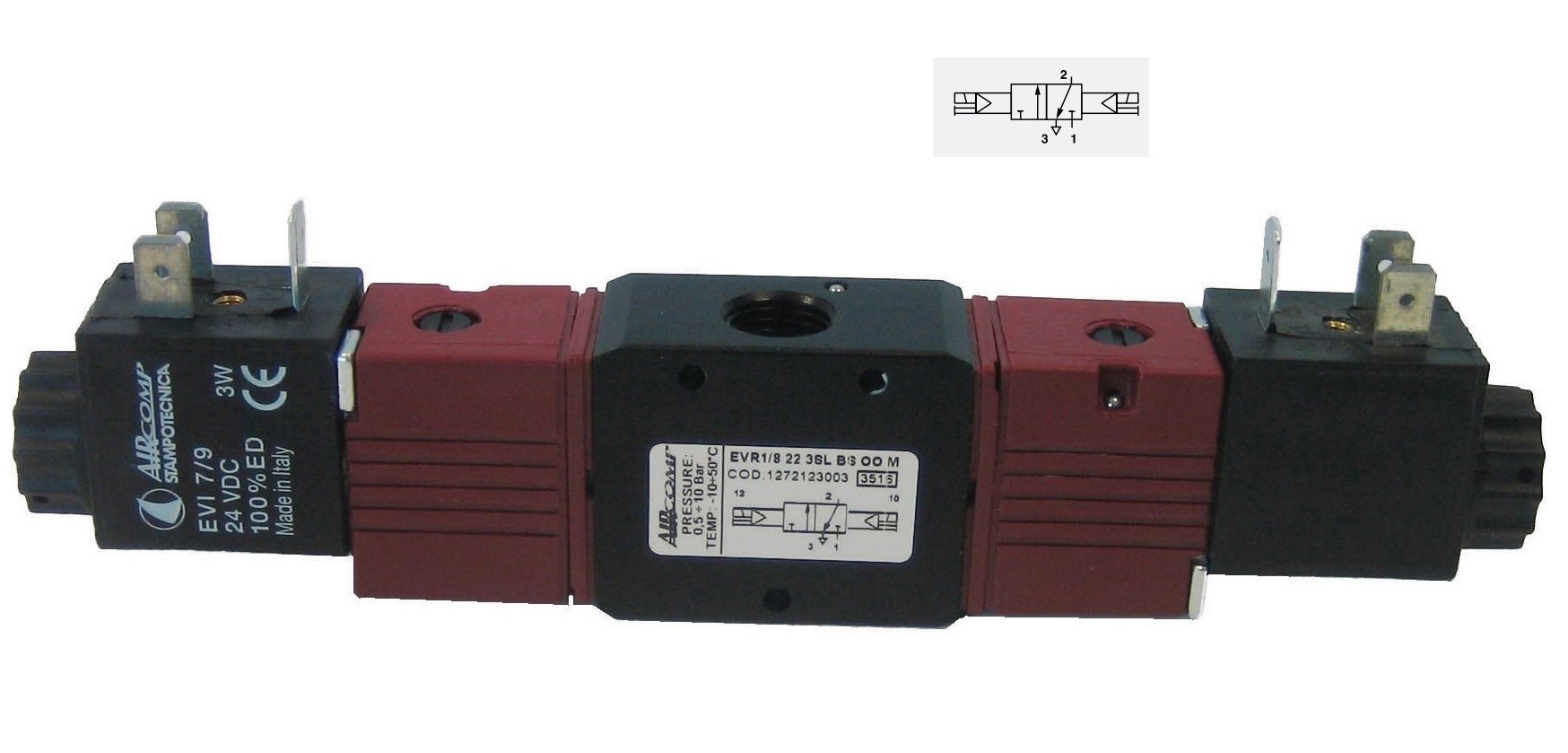 Zawór 3/2 Aircomp G-1/8, 2 x 24VDC