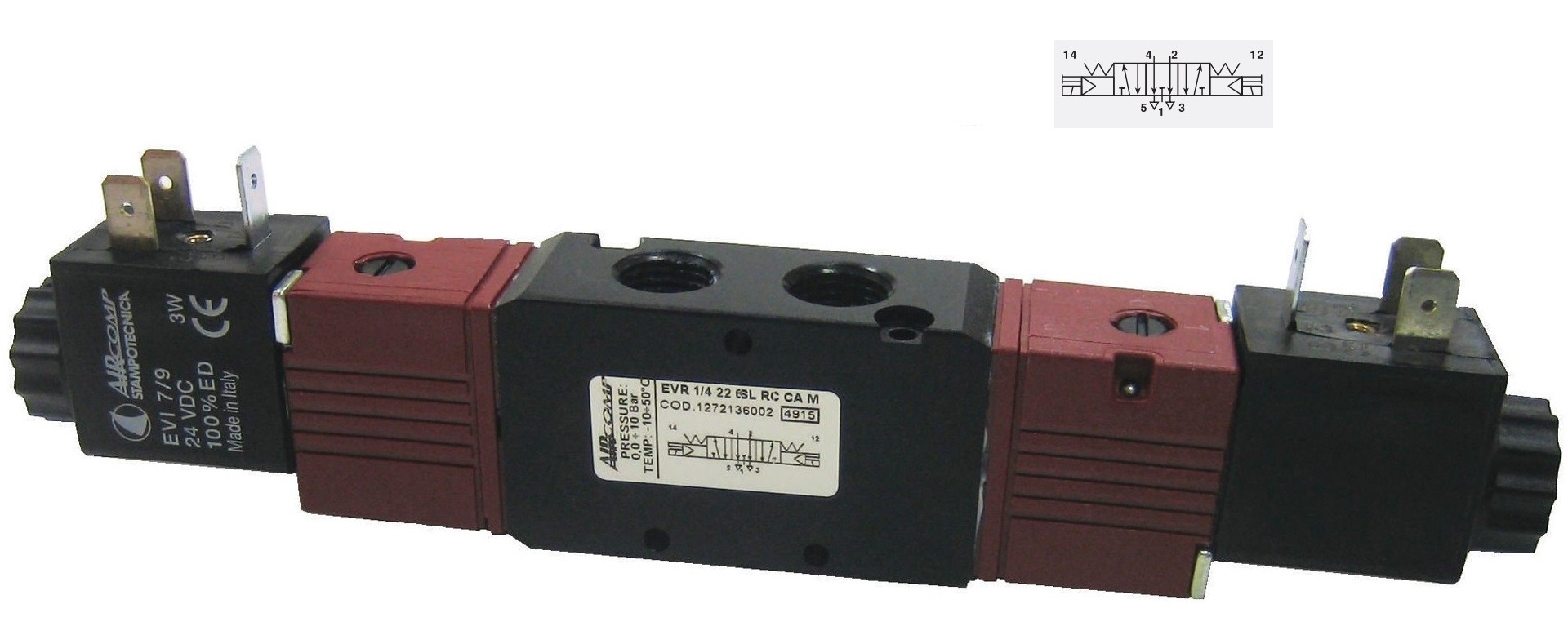 Zawór 5/3 Aircomp G-1/8 2x24VDC środek odpow.
