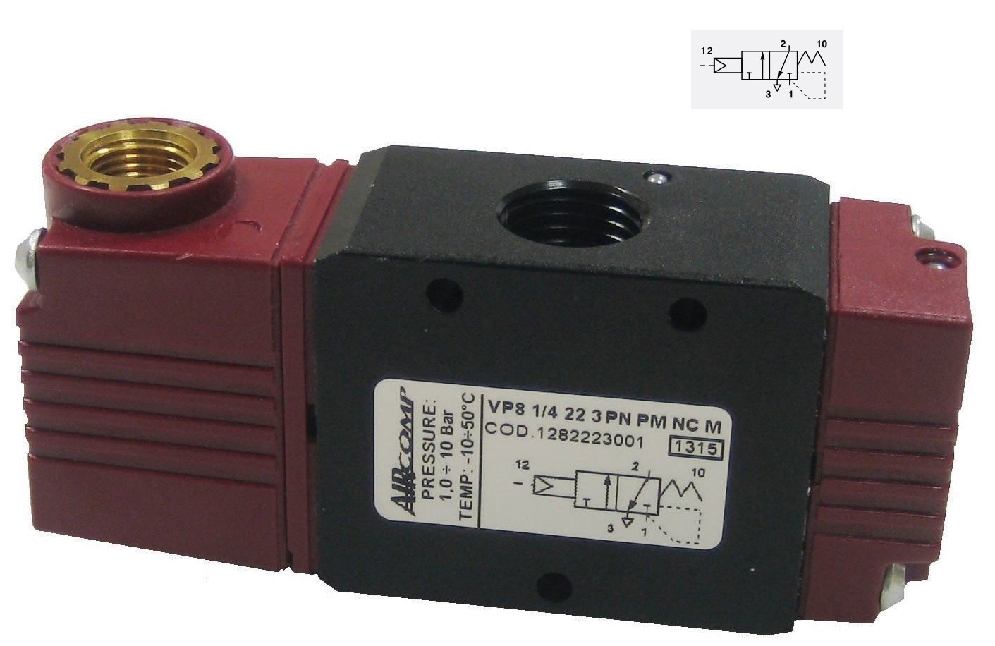 Zawór 3/2 NC Aircomp G-1/4, sterowanie powietrzne