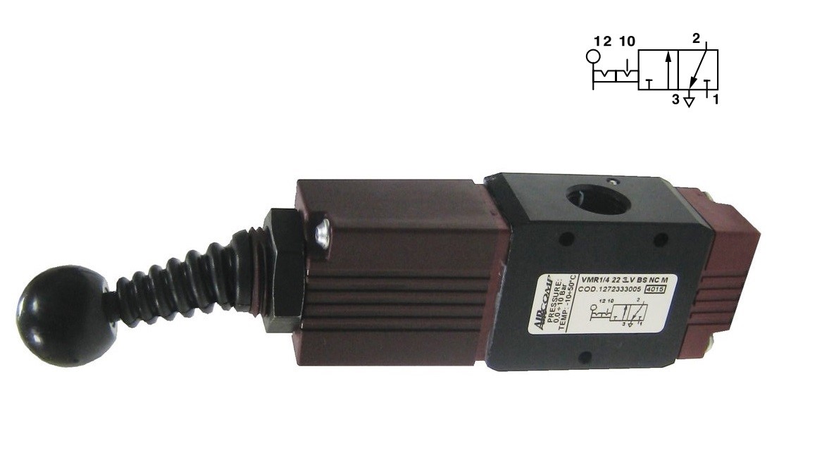 Zawór 3/2 Aircomp G-1/4, sterowanie dzwignią