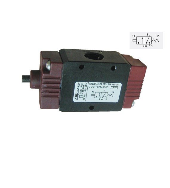 Zawór 3/2NC Aircomp G-1/4, sterowanie popychaczem