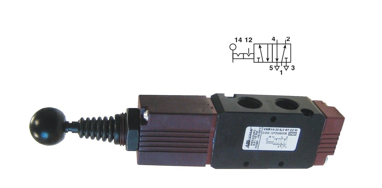 Zawór 5/2 Aircomp G-1/4, sterowanie dzwignią