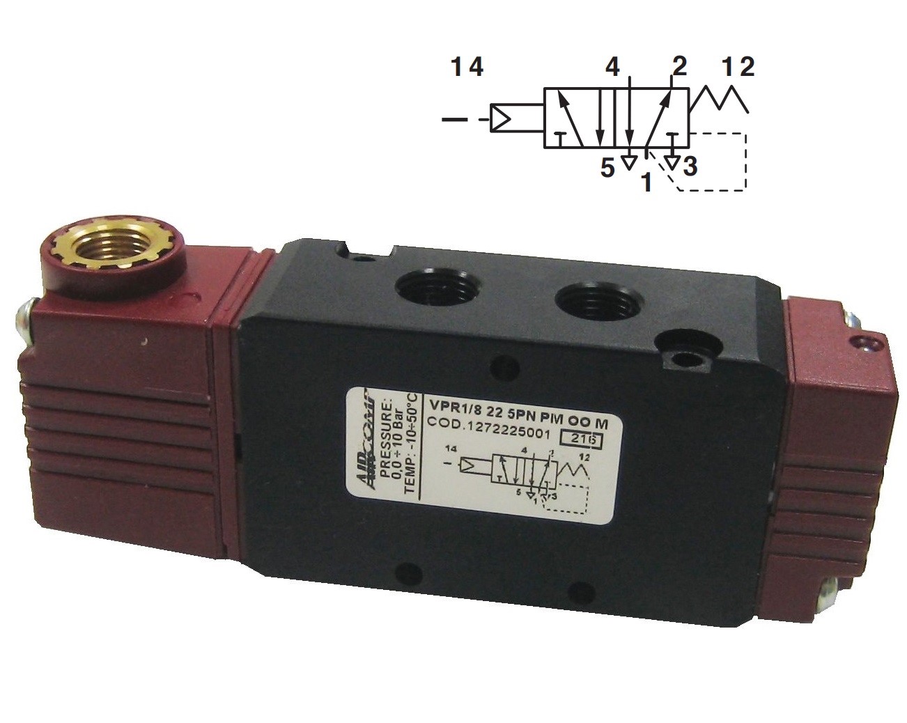 Zawór 5/2 Aircomp G-1/8, sterowanie powietrzne