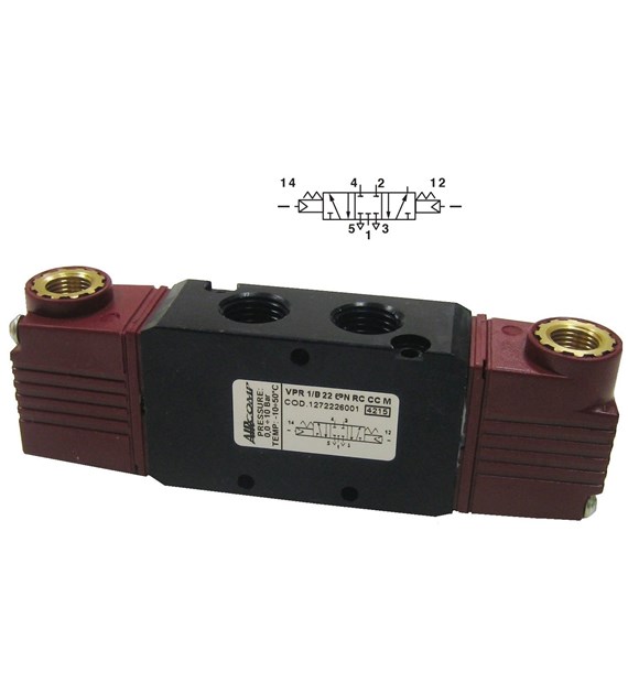 Zawór 5/3 Aircomp G-1/8, sterowanie powietrzne