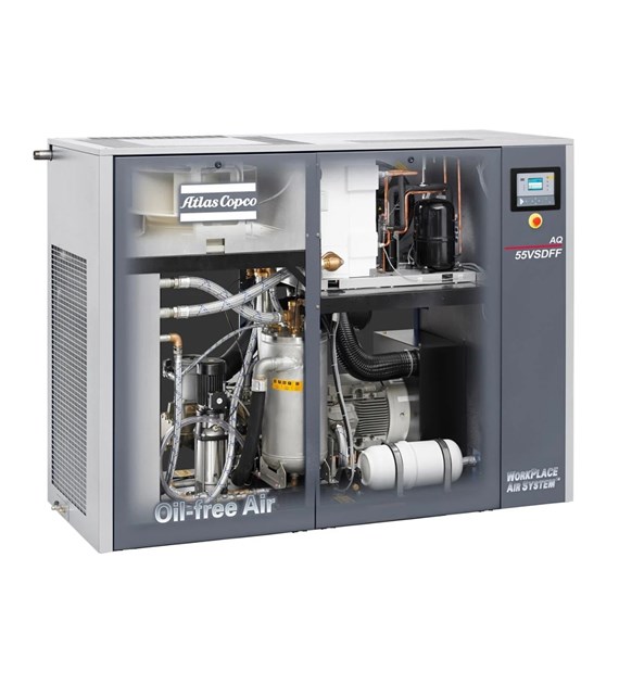Sprężarki śrubowe bezolejowe Atlas Copco serii AQ