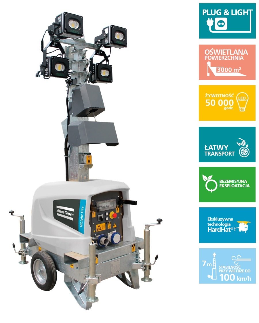 Maszt oświetleniowy Atlas Copco,silnik elektryczny