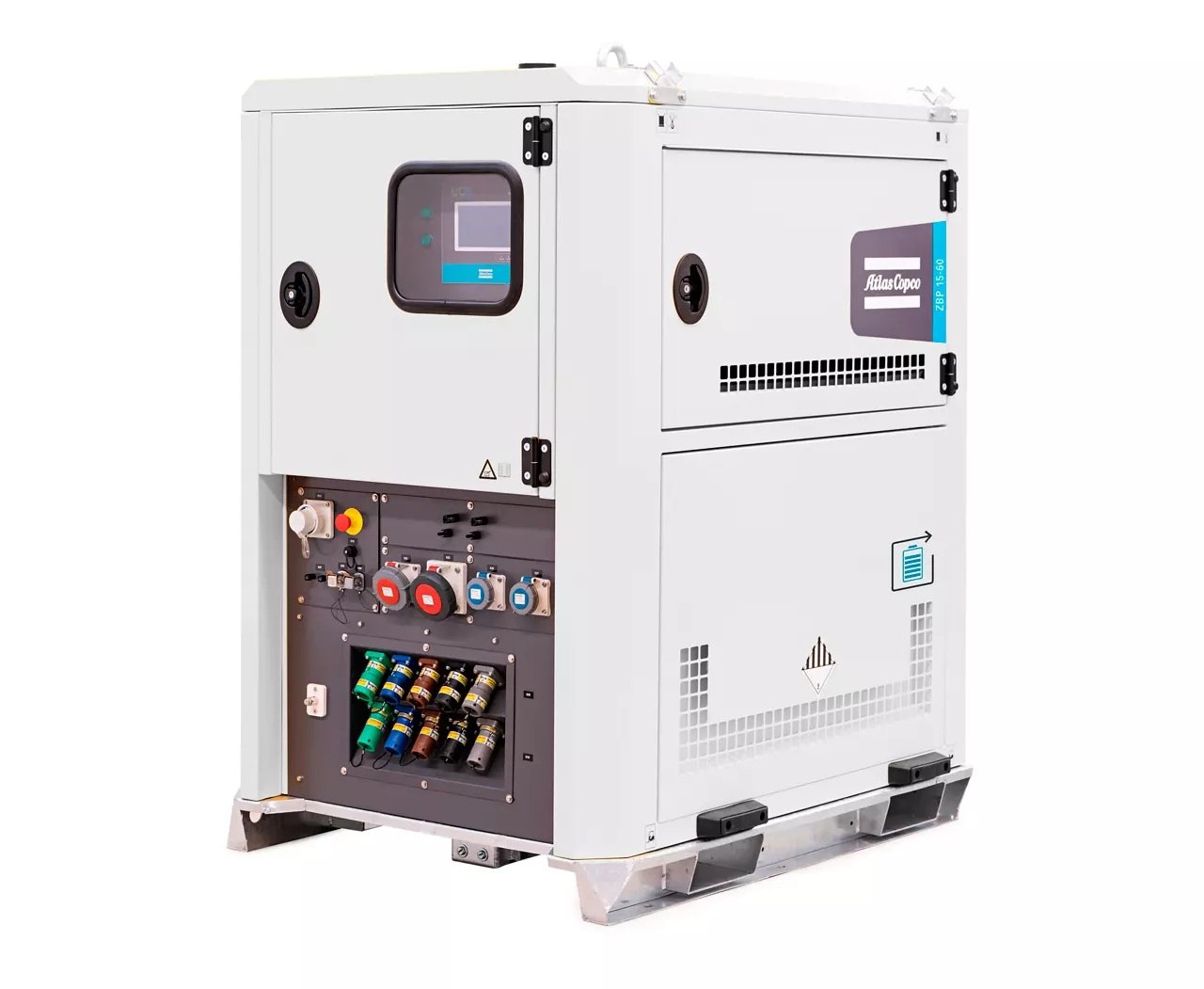 Magazyn energii Atlas Copco, 230V, 15 kVA, 58 kWh